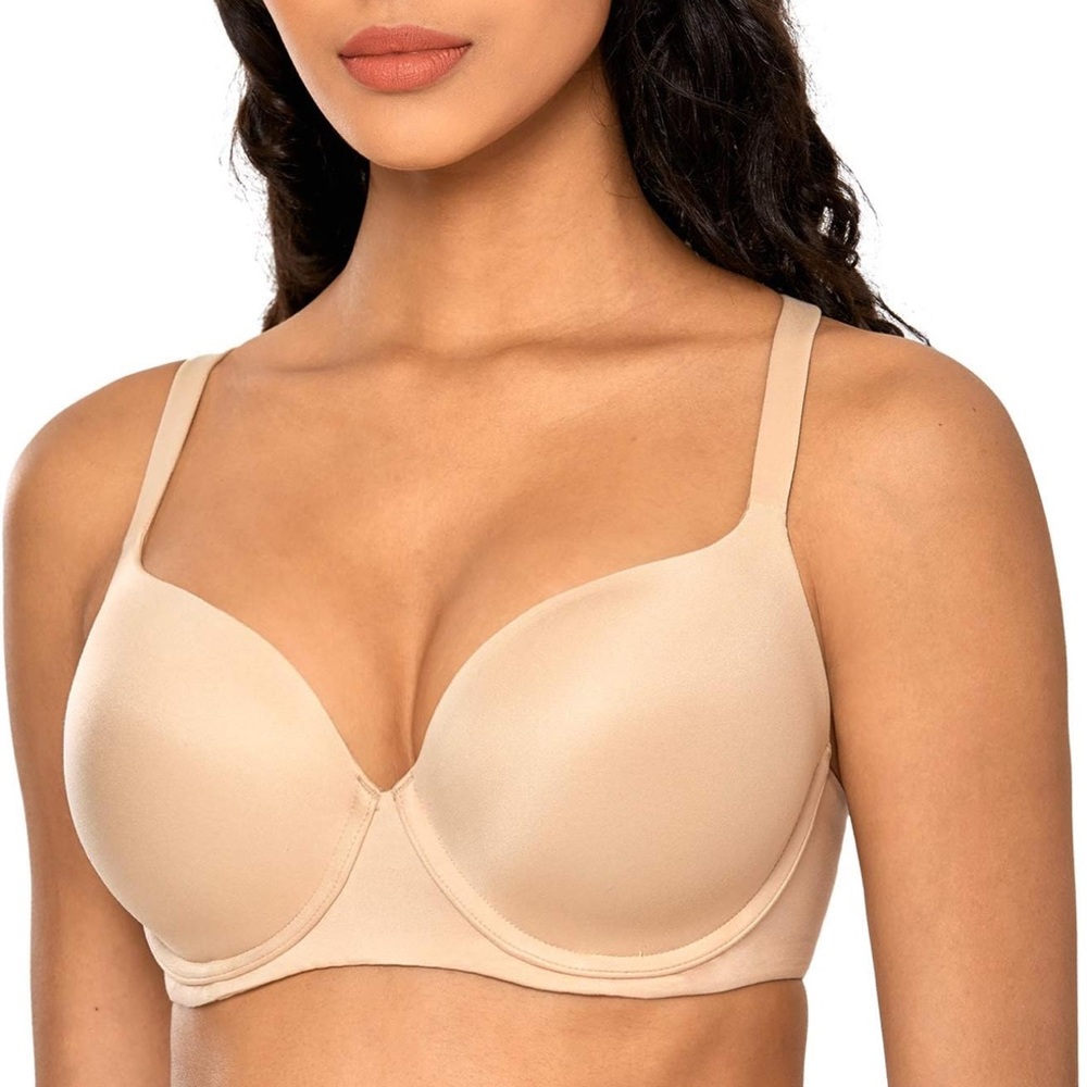 RHONDA SHEAR Seamless Nude Bra with lace pullover size medium